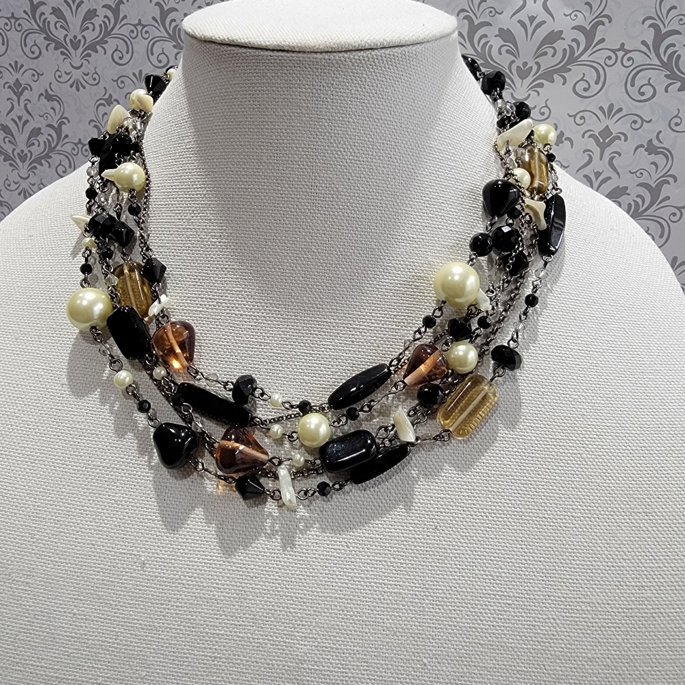 Lia Sophia 6 Strand multi Beaded necklace